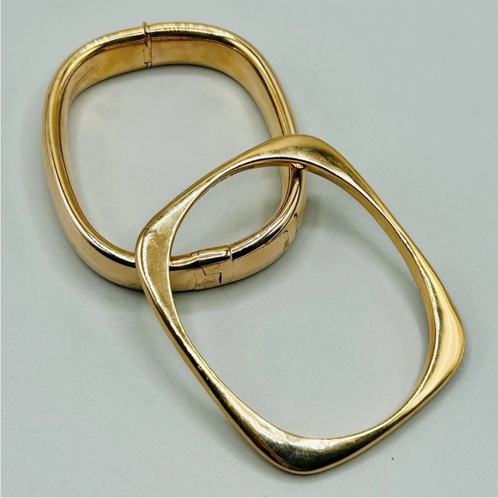 Pair of Square-ish Bronze MILOR Bangles from Italy: 1 Hollow, 1 Solid PeachyRose - Picture 16 of 16